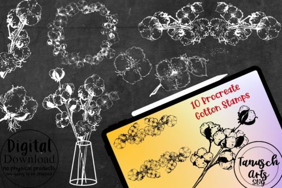 Cotton Plant Procreate Brush Stamps