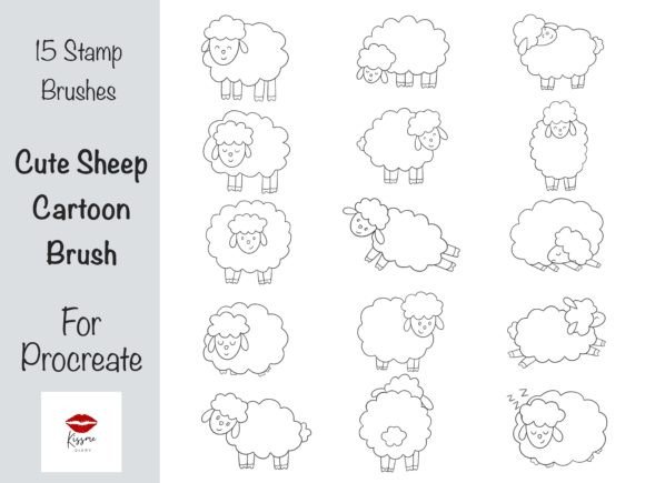 Cute Sheep Stamp Brush for Procreate