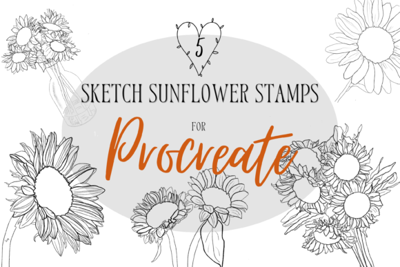 Sunflower Sketch Stamps for Procreate